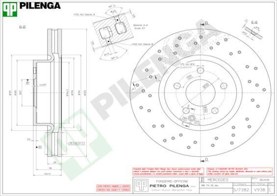 Pilenga V938 Wentylowana przednia tarcza hamulcowa V938: Dobra cena w Polsce na 2407.PL - Kup Teraz!