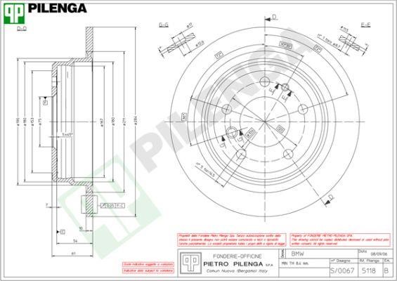 Pilenga 5118 Rear brake disc, non-ventilated 5118: Buy near me in Poland at 2407.PL - Good price!