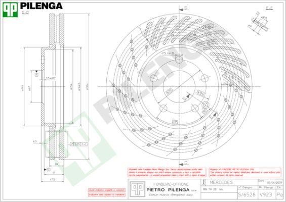 Pilenga V923 Front brake disc ventilated V923: Buy near me in Poland at 2407.PL - Good price!