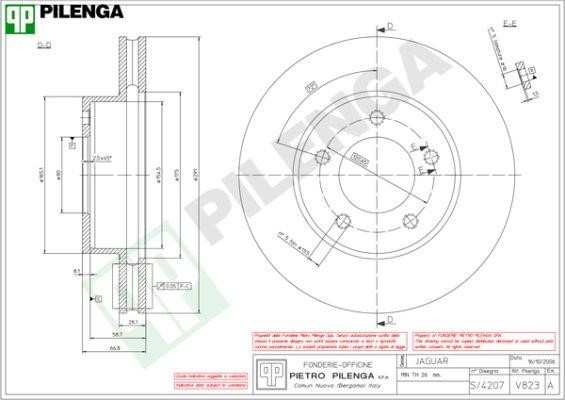 Pilenga V823 Тормозной диск передний вентилируемый V823: Отличная цена - Купить в Польше на 2407.PL!