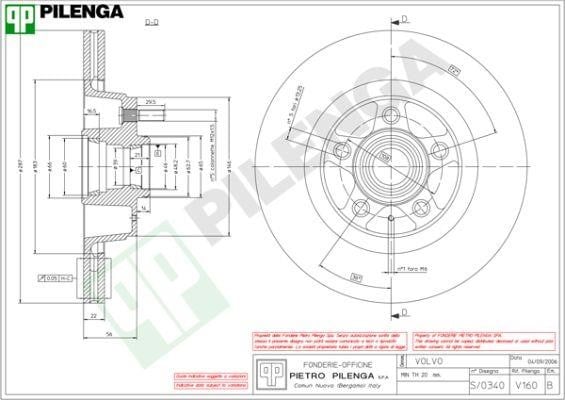 Pilenga V160 Диск гальмівний передній вентильований V160: Приваблива ціна - Купити у Польщі на 2407.PL!