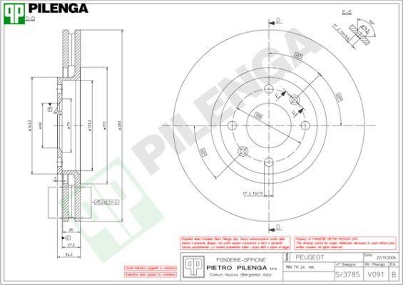 Pilenga V091 Тормозной диск передний вентилируемый V091: Отличная цена - Купить в Польше на 2407.PL!
