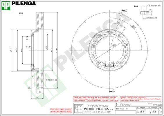 Pilenga V133 Front brake disc ventilated V133: Buy near me in Poland at 2407.PL - Good price!