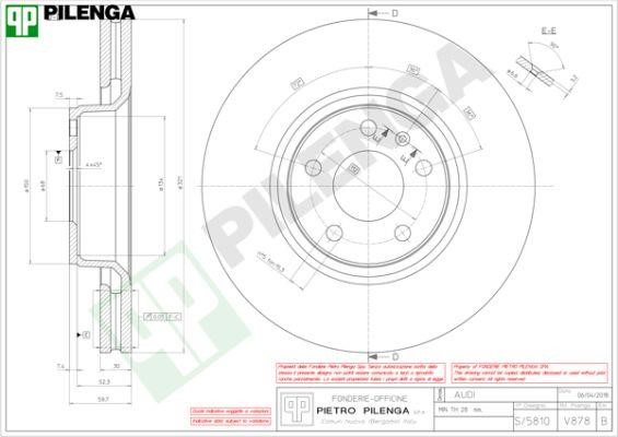 Pilenga V878 Тормозной диск передний вентилируемый V878: Отличная цена - Купить в Польше на 2407.PL!