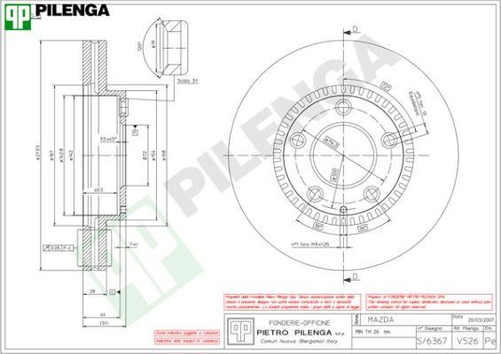 Pilenga V526 Диск гальмівний передній вентильований V526: Приваблива ціна - Купити у Польщі на 2407.PL!