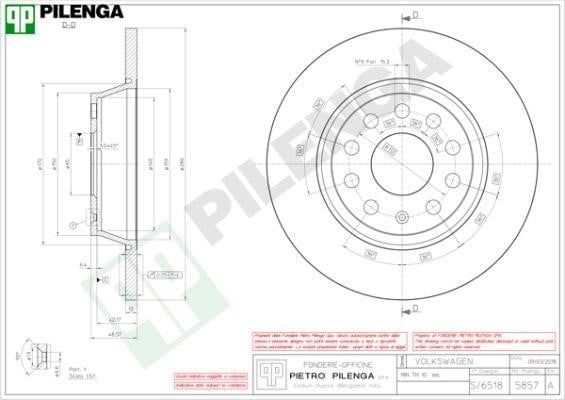 Pilenga 5857 Тормозной диск задний невентилируемый 5857: Отличная цена - Купить в Польше на 2407.PL!
