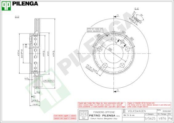 Pilenga V876 Диск гальмівний передній вентильований V876: Приваблива ціна - Купити у Польщі на 2407.PL!