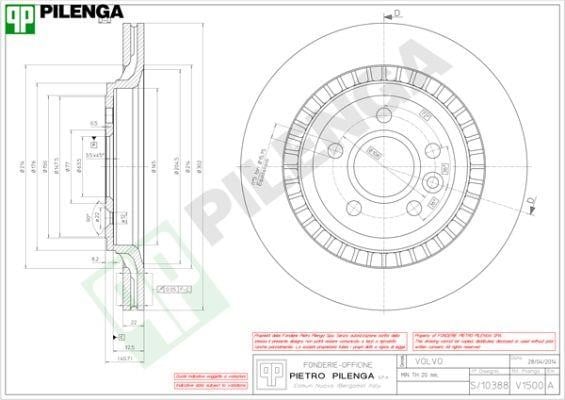 Pilenga V1500 Rear ventilated brake disc V1500: Buy near me in Poland at 2407.PL - Good price!