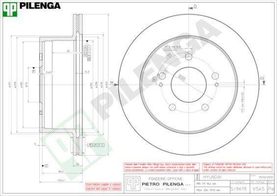 Pilenga V545 Тормозной диск задний вентилируемый V545: Отличная цена - Купить в Польше на 2407.PL!