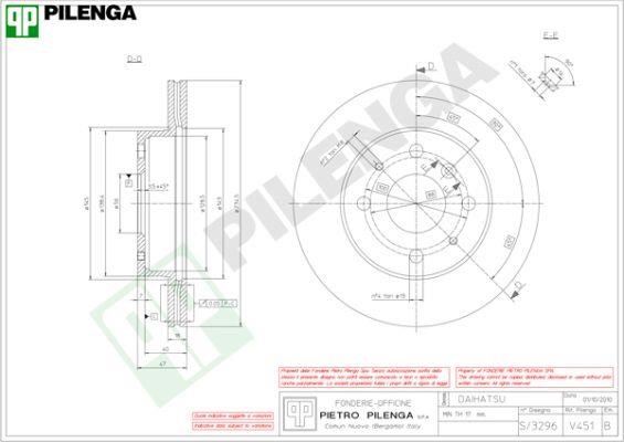 Pilenga V451 Тормозной диск передний вентилируемый V451: Отличная цена - Купить в Польше на 2407.PL!