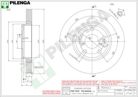 Pilenga V748 Тормозной диск передний вентилируемый V748: Отличная цена - Купить в Польше на 2407.PL!