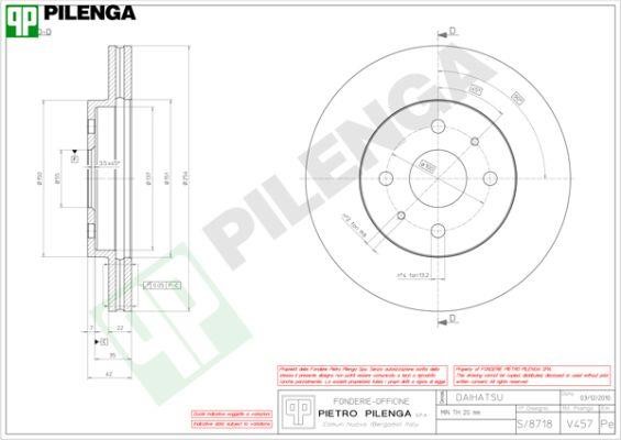 Pilenga V457 Тормозной диск передний вентилируемый V457: Отличная цена - Купить в Польше на 2407.PL!