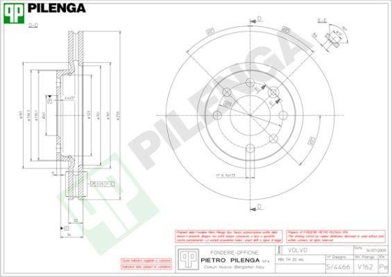 Pilenga V162 Front brake disc ventilated V162: Buy near me in Poland at 2407.PL - Good price!
