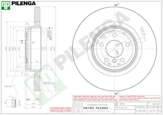 Pilenga V470 Тормозной диск задний вентилируемый V470: Отличная цена - Купить в Польше на 2407.PL!