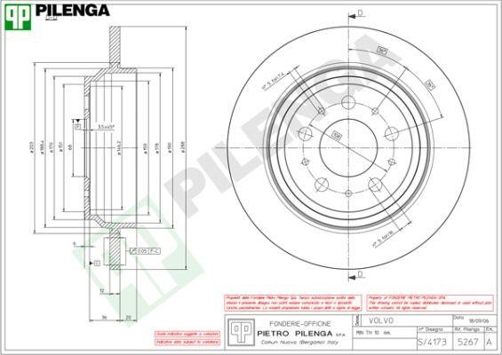 Pilenga 5267 Диск гальмівний задній невентильований 5267: Приваблива ціна - Купити у Польщі на 2407.PL!