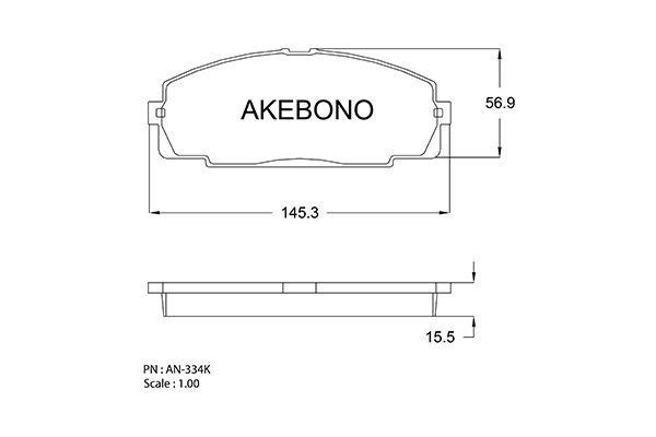 Akebono AN-334K Тормозные колодки дисковые, комплект AN334K: Отличная цена - Купить в Польше на 2407.PL!