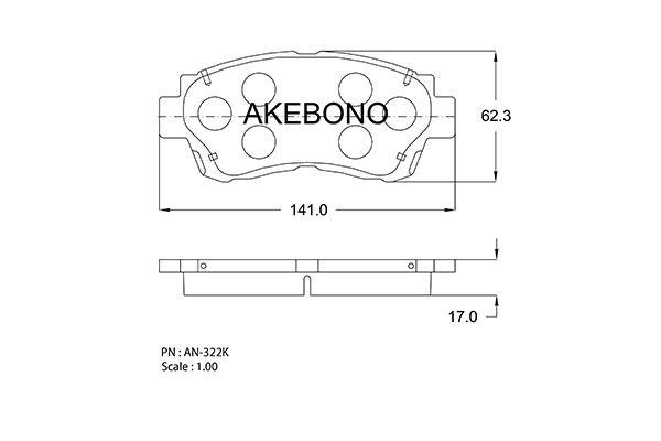 Akebono AN-322K Brake Pad Set, disc brake AN322K: Buy near me in Poland at 2407.PL - Good price!