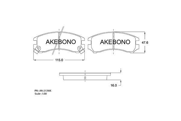 Akebono AN213WK Brake Pad Set, disc brake AN213WK: Buy near me in Poland at 2407.PL - Good price!