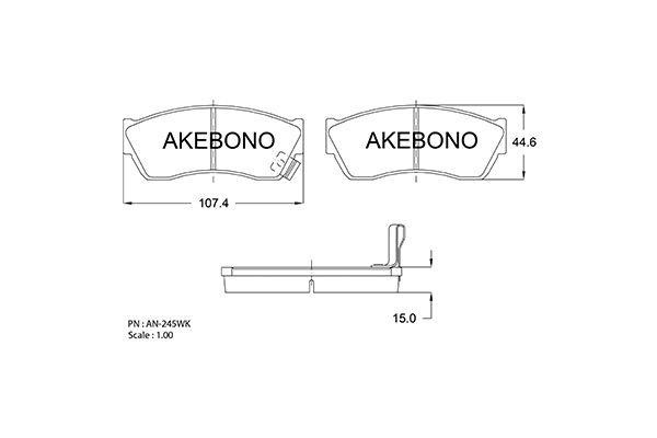 Akebono AN-245WK Brake Pad Set, disc brake AN245WK: Buy near me in Poland at 2407.PL - Good price!