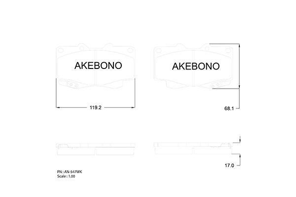 Akebono AN547WK Тормозные колодки дисковые, комплект AN547WK: Отличная цена - Купить в Польше на 2407.PL!