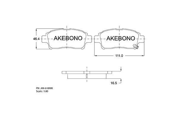 Akebono AN-618WK Тормозные колодки дисковые, комплект AN618WK: Отличная цена - Купить в Польше на 2407.PL!
