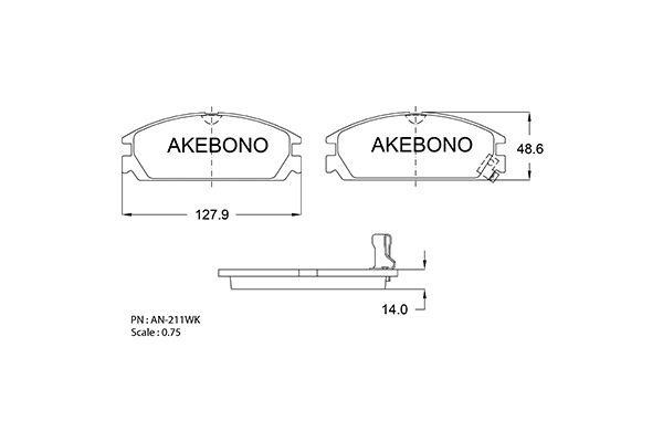 Akebono AN211WK Тормозные колодки дисковые, комплект AN211WK: Отличная цена - Купить в Польше на 2407.PL!