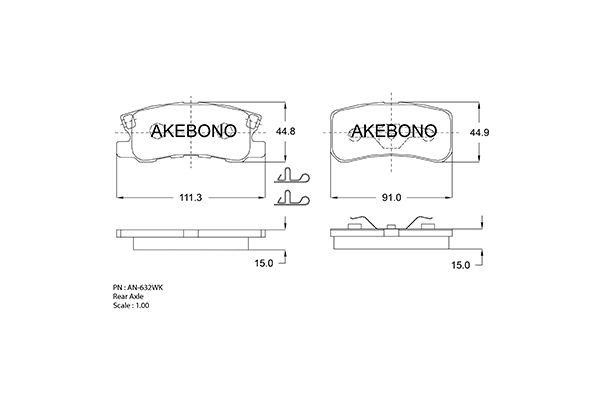 Akebono AN-632WK Тормозные колодки дисковые, комплект AN632WK: Отличная цена - Купить в Польше на 2407.PL!
