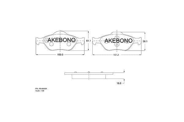 Akebono AN-8060K Гальмівні колодки, комплект AN8060K: Приваблива ціна - Купити у Польщі на 2407.PL!