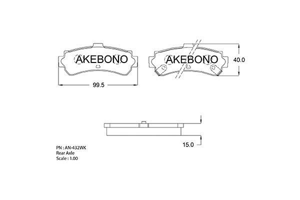 Akebono AN-432WK Brake Pad Set, disc brake AN432WK: Buy near me in Poland at 2407.PL - Good price!