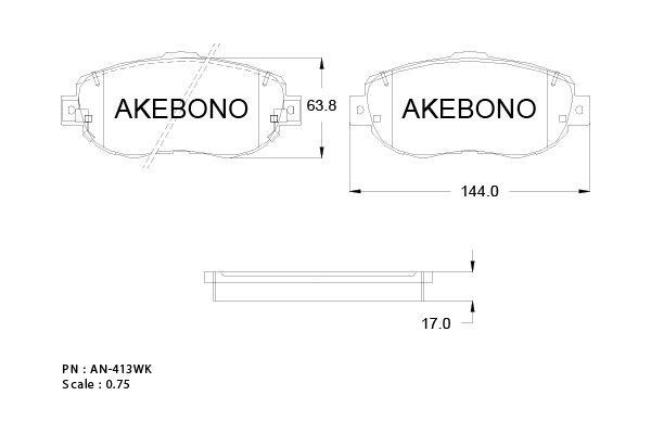 Akebono AN-413WK Тормозные колодки дисковые, комплект AN413WK: Отличная цена - Купить в Польше на 2407.PL!