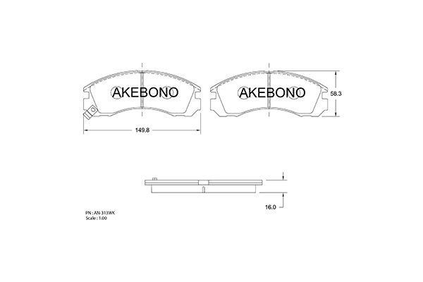 Akebono AN-313WK Brake Pad Set, disc brake AN313WK: Buy near me in Poland at 2407.PL - Good price!