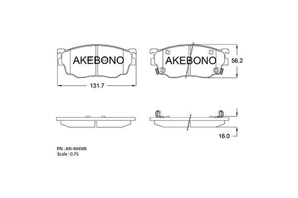 Akebono AN-494WK Гальмівні колодки, комплект AN494WK: Приваблива ціна - Купити у Польщі на 2407.PL!