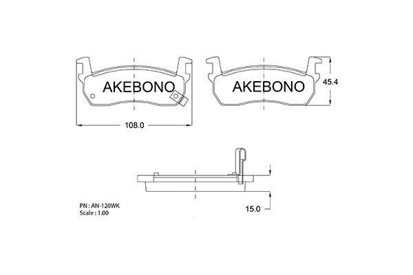 Akebono AN-120WK Brake Pad Set, disc brake AN120WK: Buy near me in Poland at 2407.PL - Good price!