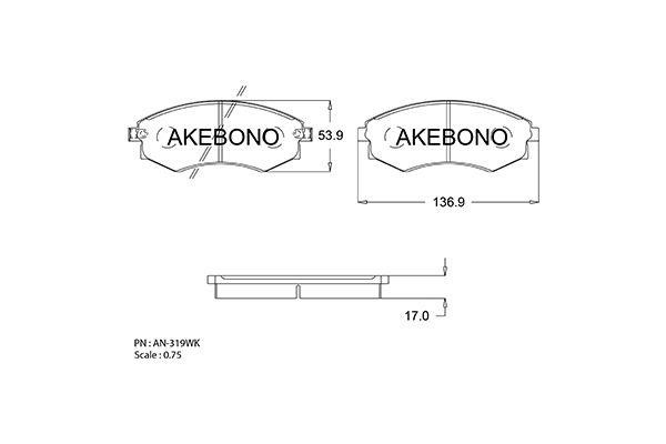Akebono AN-319WK Brake Pad Set, disc brake AN319WK: Buy near me in Poland at 2407.PL - Good price!