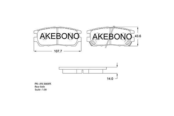 Akebono AN-366WK Гальмівні колодки, комплект AN366WK: Приваблива ціна - Купити у Польщі на 2407.PL!