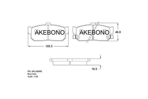 Akebono AN-346WK Brake Pad Set, disc brake AN346WK: Buy near me in Poland at 2407.PL - Good price!