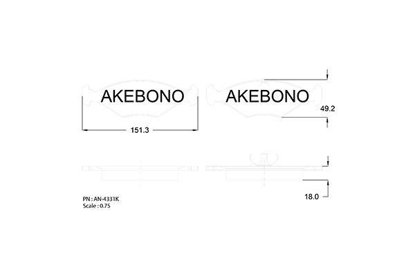 Akebono AN-4331K Гальмівні колодки, комплект AN4331K: Приваблива ціна - Купити у Польщі на 2407.PL!
