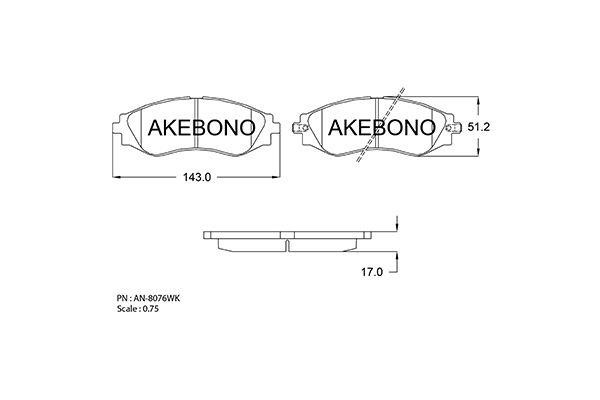 Akebono AN-8076WKE Scheibenbremsbeläge, Set AN8076WKE: Kaufen Sie zu einem guten Preis in Polen bei 2407.PL!