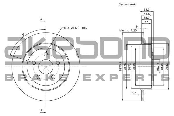 Akebono BN-0936E Brake disk BN0936E: Buy near me in Poland at 2407.PL - Good price!