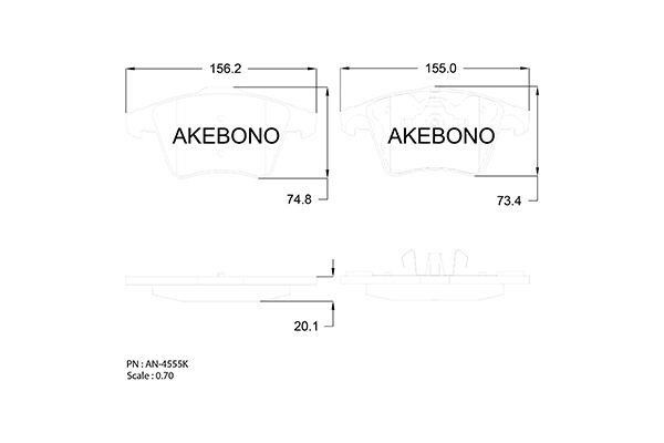 Akebono AN-4555KE Brake Pad Set, disc brake AN4555KE: Buy near me in Poland at 2407.PL - Good price!