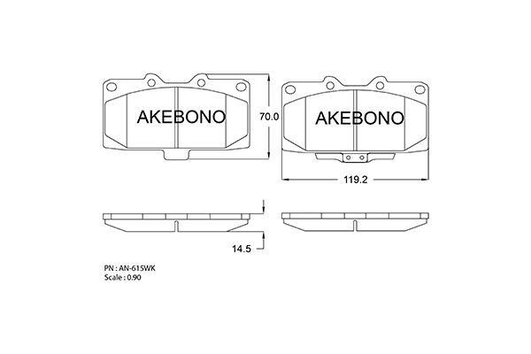 Akebono AN-615WKE Brake Pad Set, disc brake AN615WKE: Buy near me in Poland at 2407.PL - Good price!