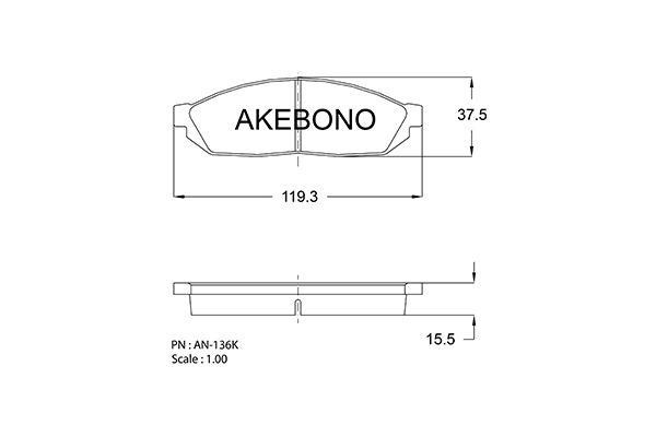 Akebono AN136K Brake Pad Set, disc brake AN136K: Buy near me in Poland at 2407.PL - Good price!