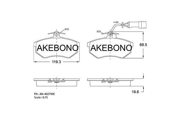 Akebono AN-4027WK Гальмівні колодки, комплект AN4027WK: Приваблива ціна - Купити у Польщі на 2407.PL!