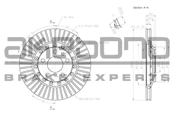 Akebono BN-0567E Rear ventilated brake disc BN0567E: Buy near me in Poland at 2407.PL - Good price!