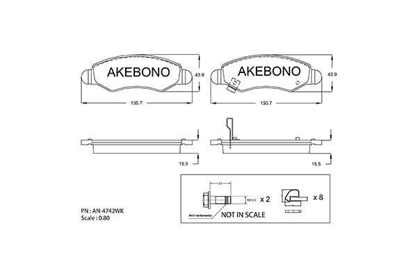 Akebono AN-4742WK Тормозные колодки дисковые, комплект AN4742WK: Отличная цена - Купить в Польше на 2407.PL!
