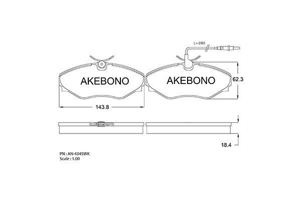 Akebono AN-4345WK Scheibenbremsbeläge, Set AN4345WK: Kaufen Sie zu einem guten Preis in Polen bei 2407.PL!