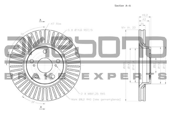 Akebono BN-0338E Front brake disc ventilated BN0338E: Buy near me in Poland at 2407.PL - Good price!