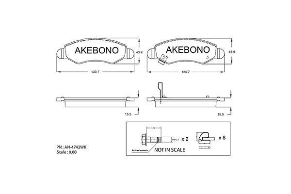 Akebono AN-4742WKE Тормозные колодки дисковые, комплект AN4742WKE: Отличная цена - Купить в Польше на 2407.PL!