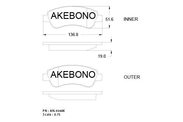 Akebono AN-4348K Brake Pad Set, disc brake AN4348K: Buy near me in Poland at 2407.PL - Good price!