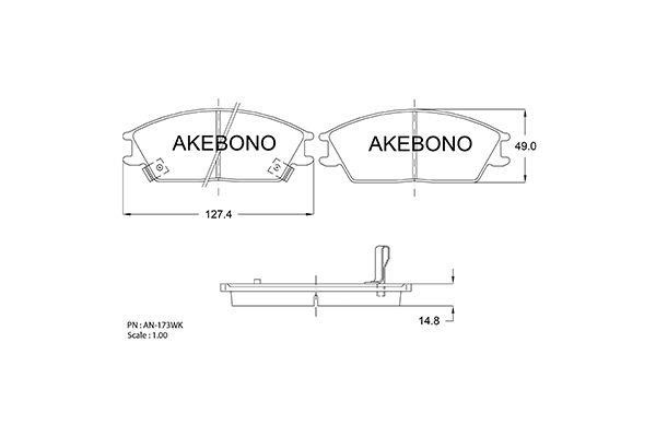 Akebono AN-173WK Brake Pad Set, disc brake AN173WK: Buy near me in Poland at 2407.PL - Good price!
